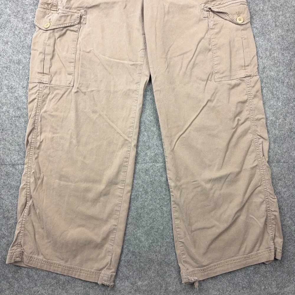 American‎ Eagle Jeans Womens 10 Brown Khaki Baggy Wide Leg Cargo Stretch Y2K
